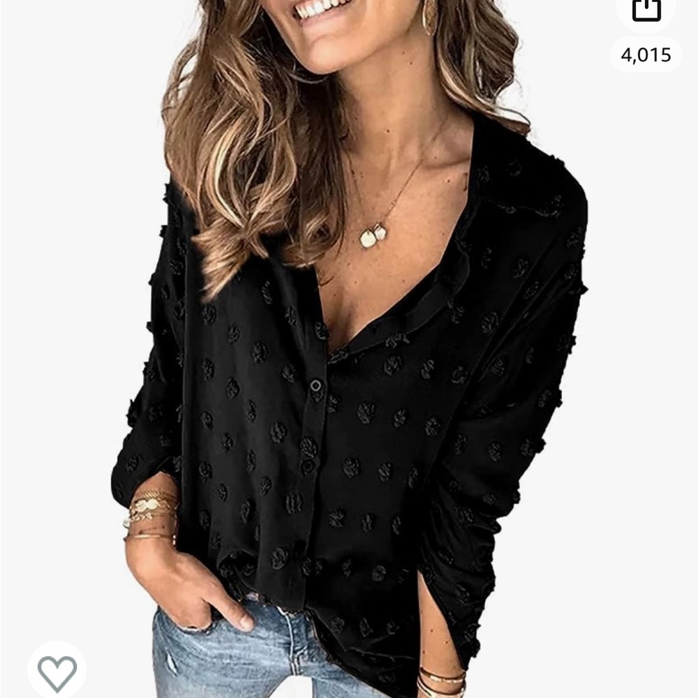 EUC Pompom Button Down Shirt Casual Blouse Top